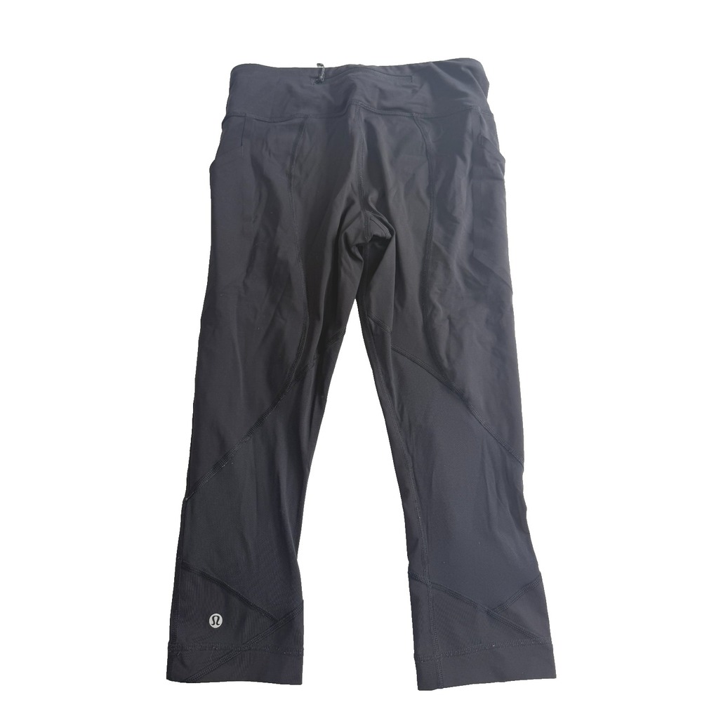 Lululemon Pace Perfect 7/8 Womens Size 6 Black Crop Leggings Side Pockets